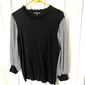 Black solid blouse with wide sleeves